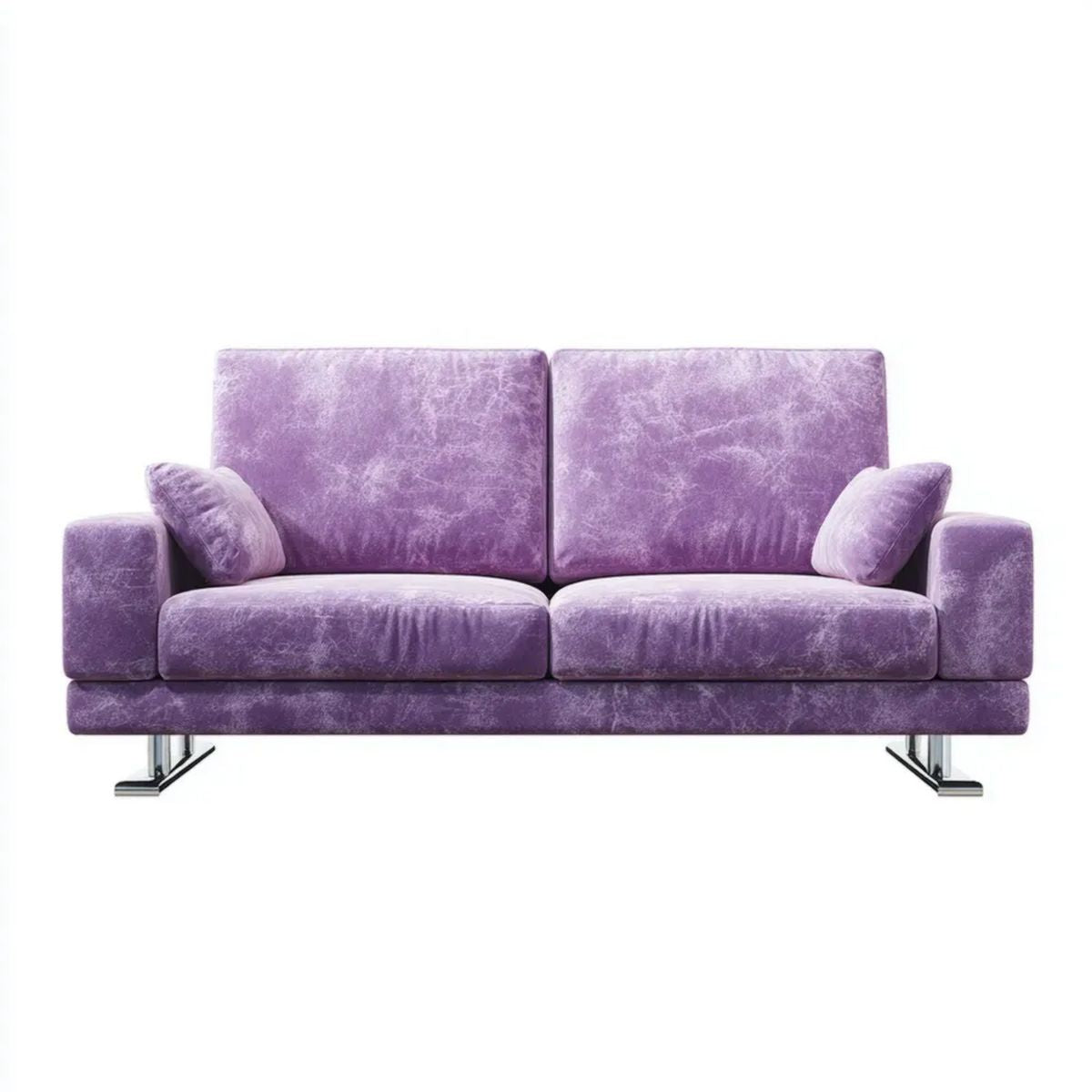 Fioletowa sofa 2-osobowa z mikrofibry 180 x 85 x 85 cm ze stalowymi nogami