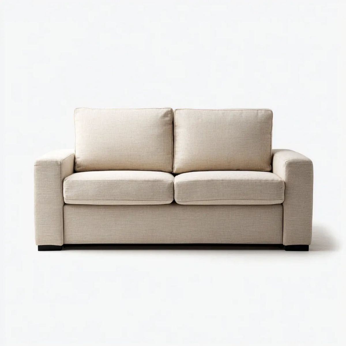 Sofa dwuosobowa beżowa z tapicerką poliestrową, 160 × 85 × 88 cm