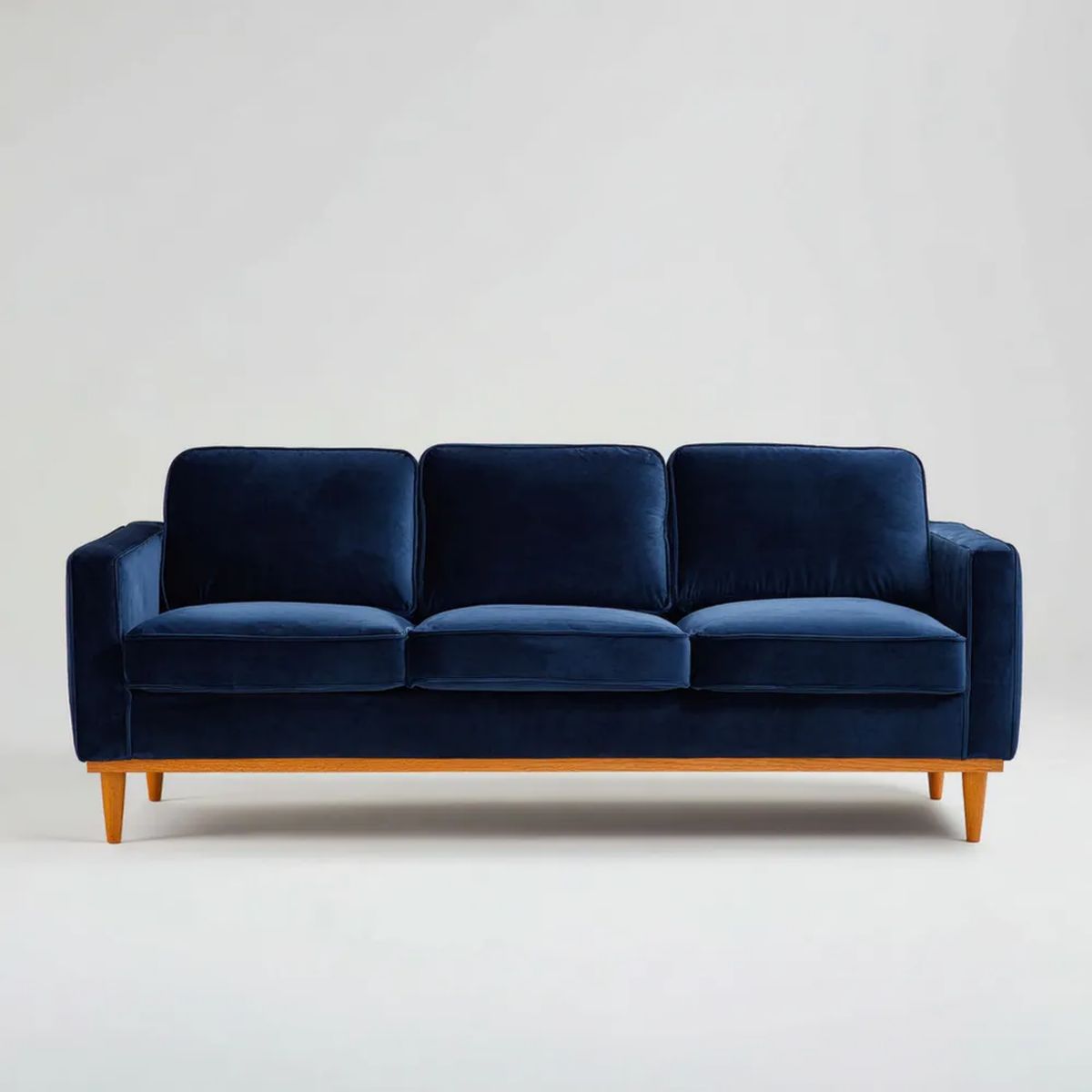 Trzyosobowa sofa granatowa z aksamitu poliestrowego 210 x 85 x 85 cm
