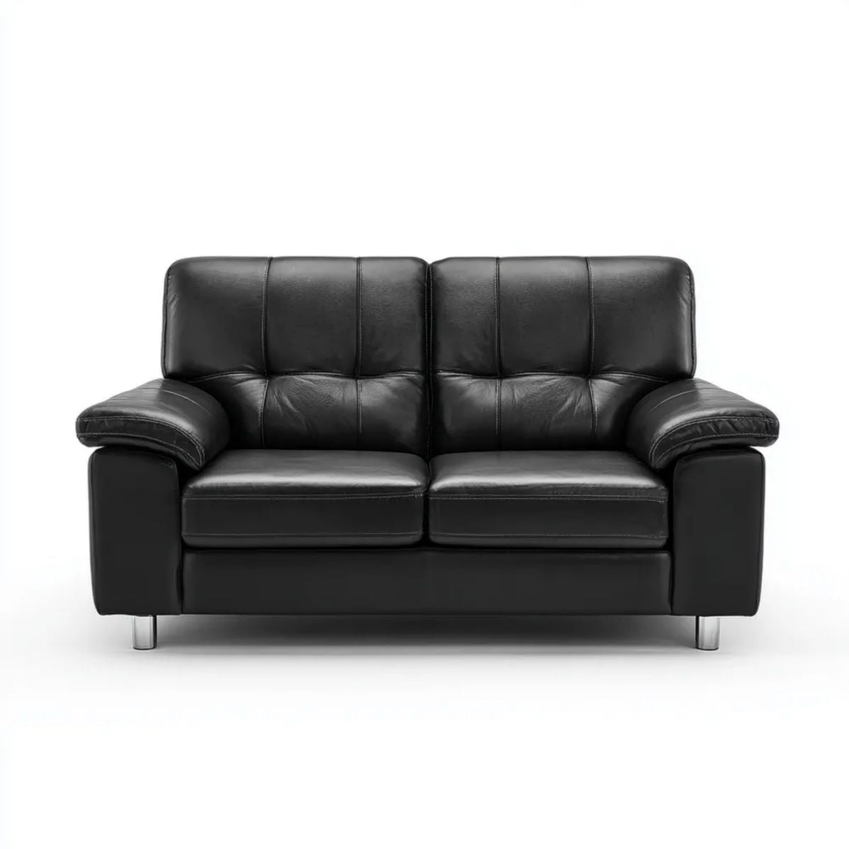 Dwuosobowa sofa ze skóry syntetycznej PU, czarna, 165 × 90 × 88 cm