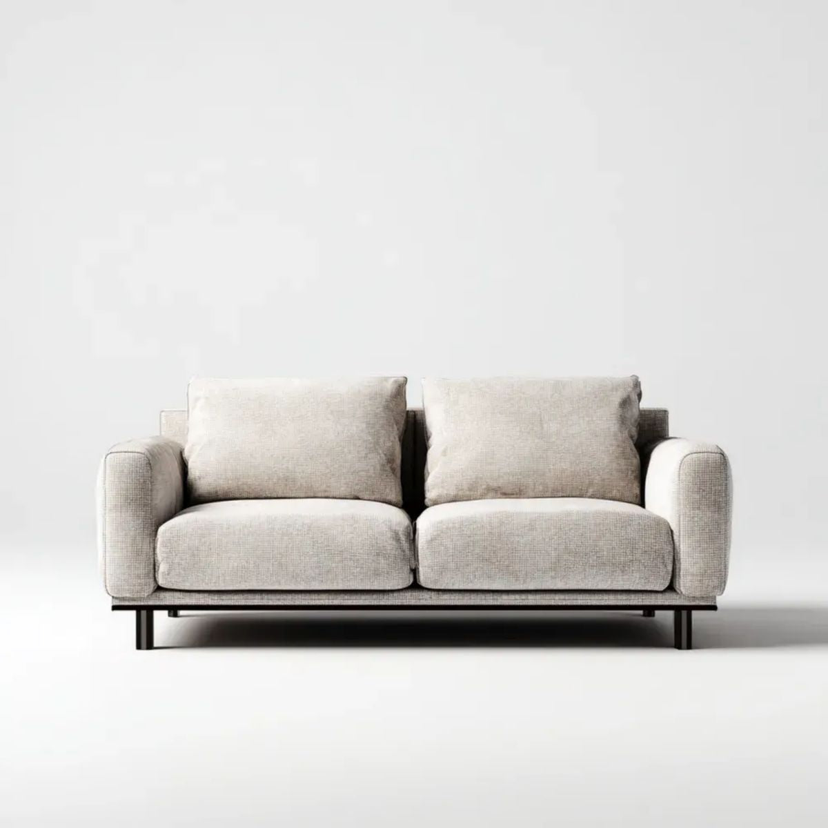 Dwuosobowa sofa z poliestru beżowo-czarna 180 x 90 x 85 cm
