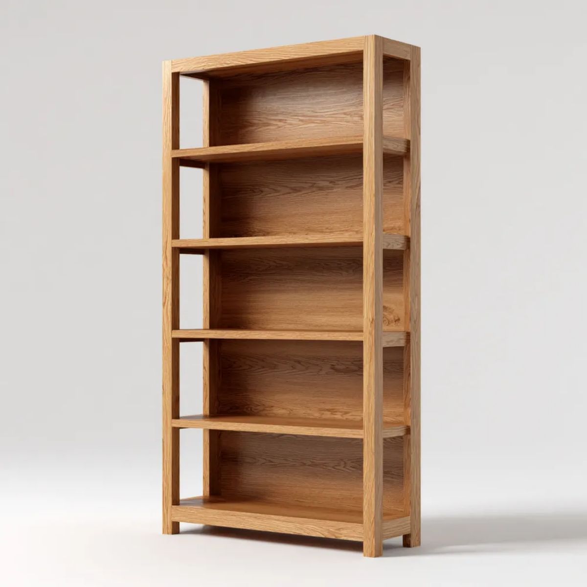 Drewniany regał biblioteczny w kolorze naturalnego dębu, 80 x 30 x 180 cm, 5 półek