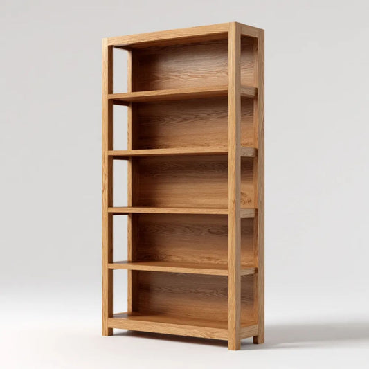 Drewniany regał biblioteczny w kolorze naturalnego dębu, 80 x 30 x 180 cm, 5 półek