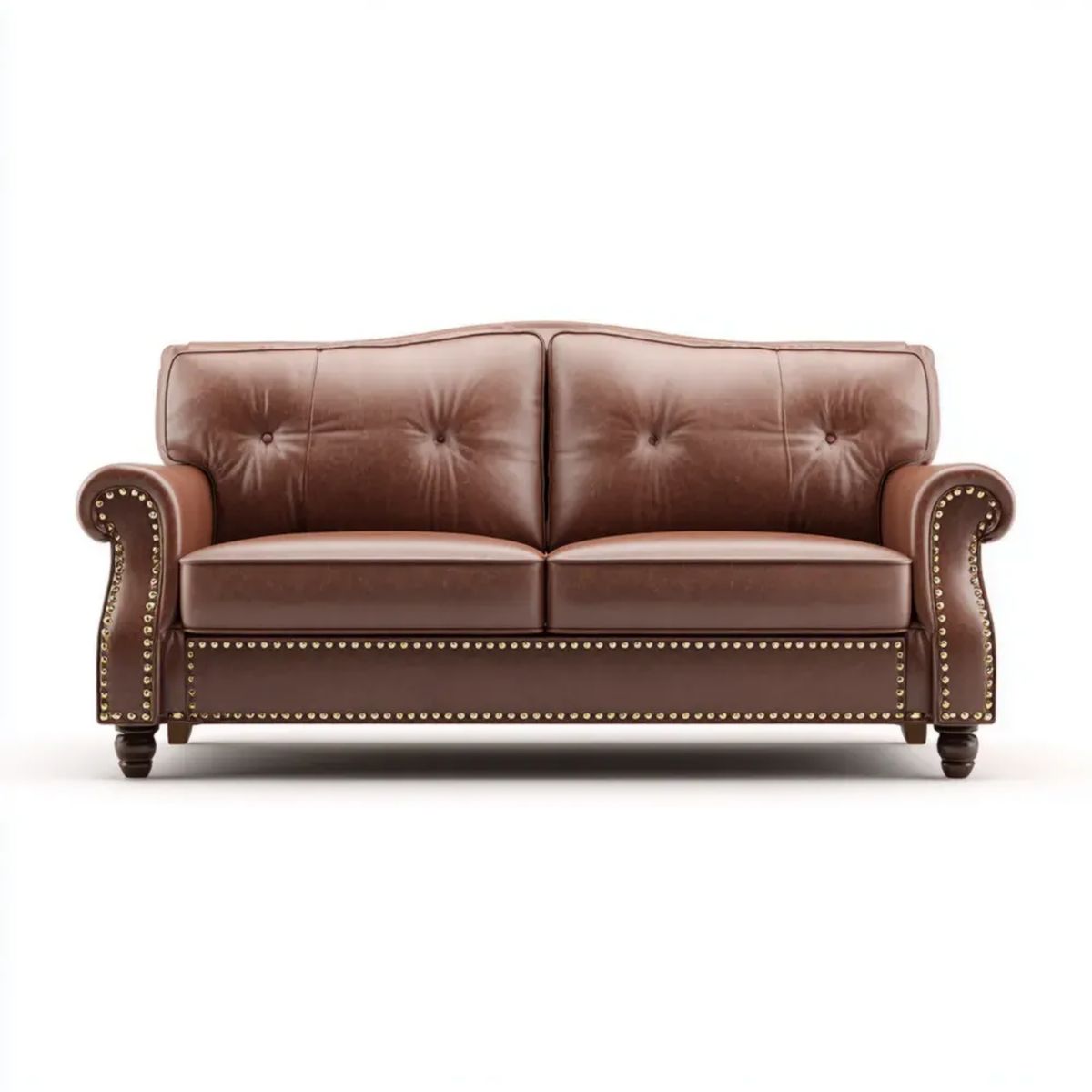 Dwuosobowa sofa brązowa ze skóry syntetycznej PU, 170 × 90 × 95 cm