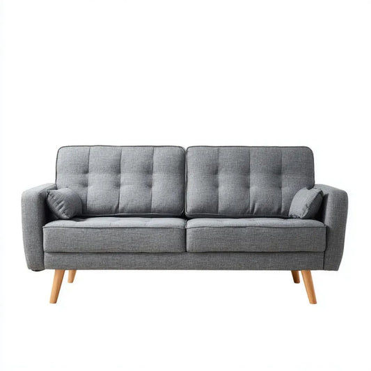 Dwuosobowa sofa szara z tapicerką poliestrową 160 x 78 x 84 cm