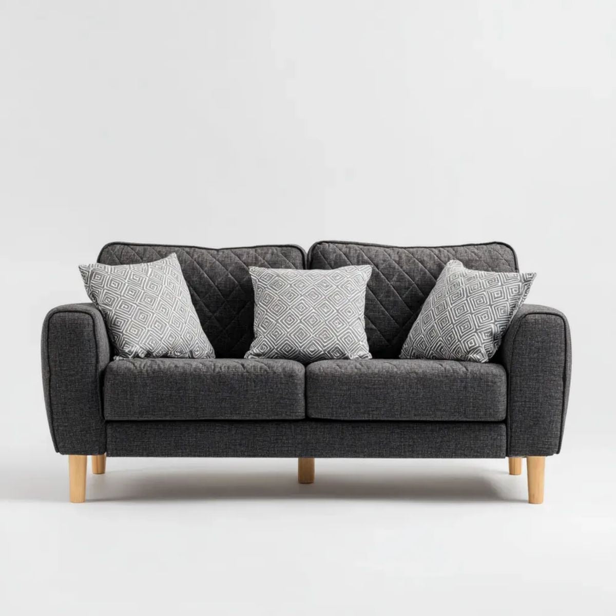 Dwuosobowa sofa z poliestru, ciemnoszara, 150 x 85 x 88 cm