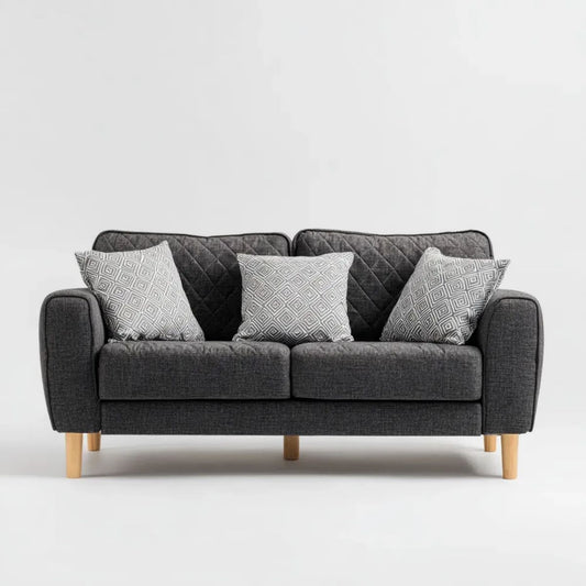 Dwuosobowa sofa z poliestru, ciemnoszara, 150 x 85 x 88 cm