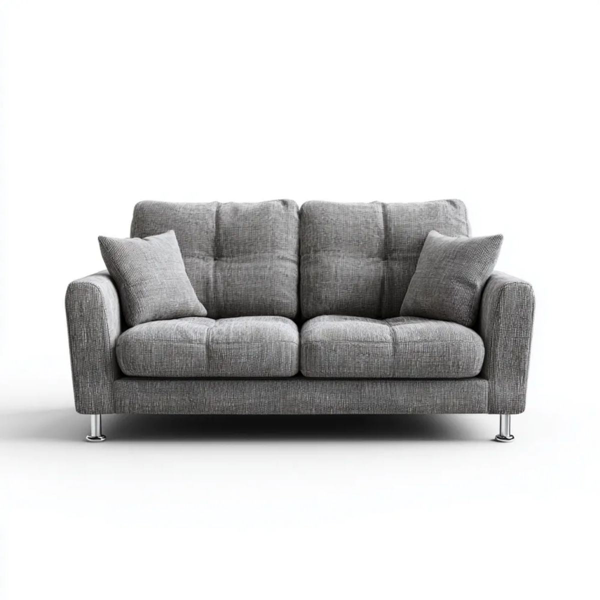Szara sofa dwuosobowa z poliestru 170 × 85 × 88 cm