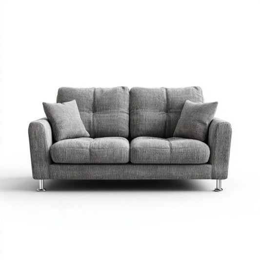 Szara sofa dwuosobowa z poliestru 170 × 85 × 88 cm