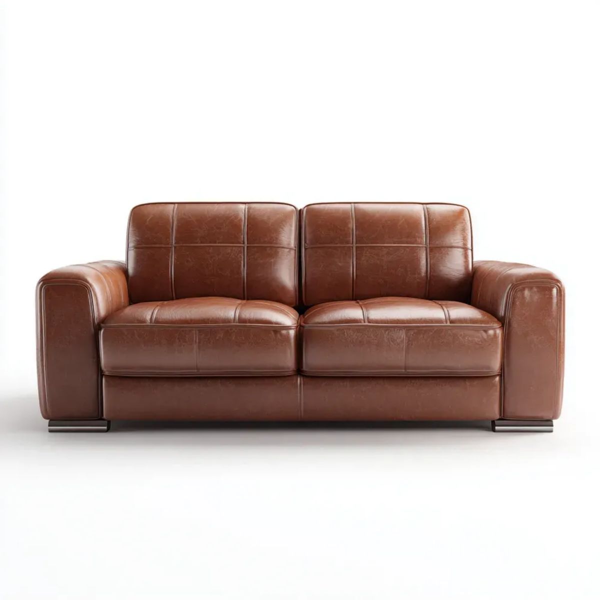 Brązowa sofa dwuosobowa z tapicerką z PU 180 × 90 × 88 cm