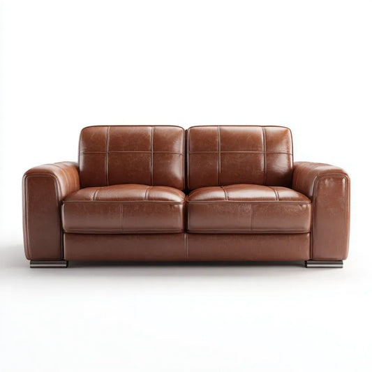 Brązowa sofa dwuosobowa z tapicerką z PU 180 × 90 × 88 cm