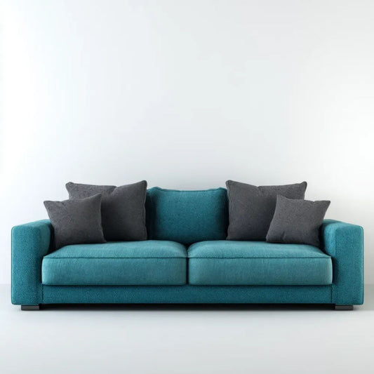 Trzyosobowa sofa turkusowa z tapicerką poliestrową, 220 × 90 × 85 cm