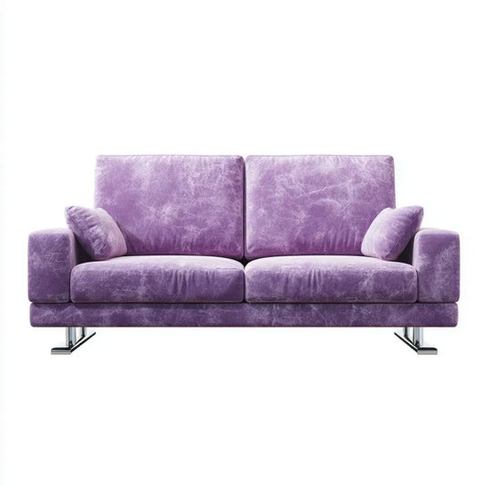 Fioletowa sofa 2-osobowa z mikrofibry 180 x 85 x 85 cm ze stalowymi nogami
