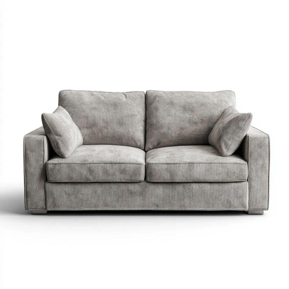 Szara dwuosobowa sofa z poliestru sztruksowego 160 × 90 × 85 cm