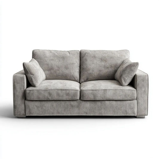 Szara dwuosobowa sofa z poliestru sztruksowego 160 × 90 × 85 cm