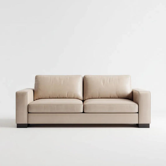 Sofa dwuosobowa beżowa z ekoskóry PU 180 x 88 x 84 cm