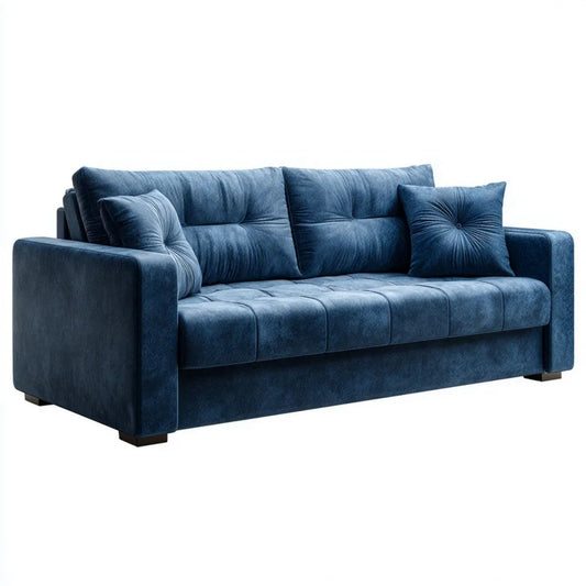 Trzyosobowa sofa welurowa granatowa 225 x 95 x 90 cm