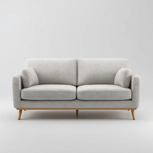 Dwuosobowa sofa z tkaniny jasnoszara 160 × 85 × 82 cm