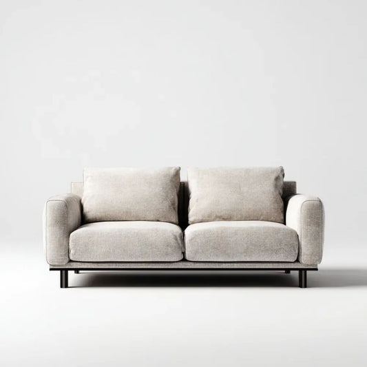 Dwuosobowa sofa z poliestru beżowo-czarna 180 x 90 x 85 cm