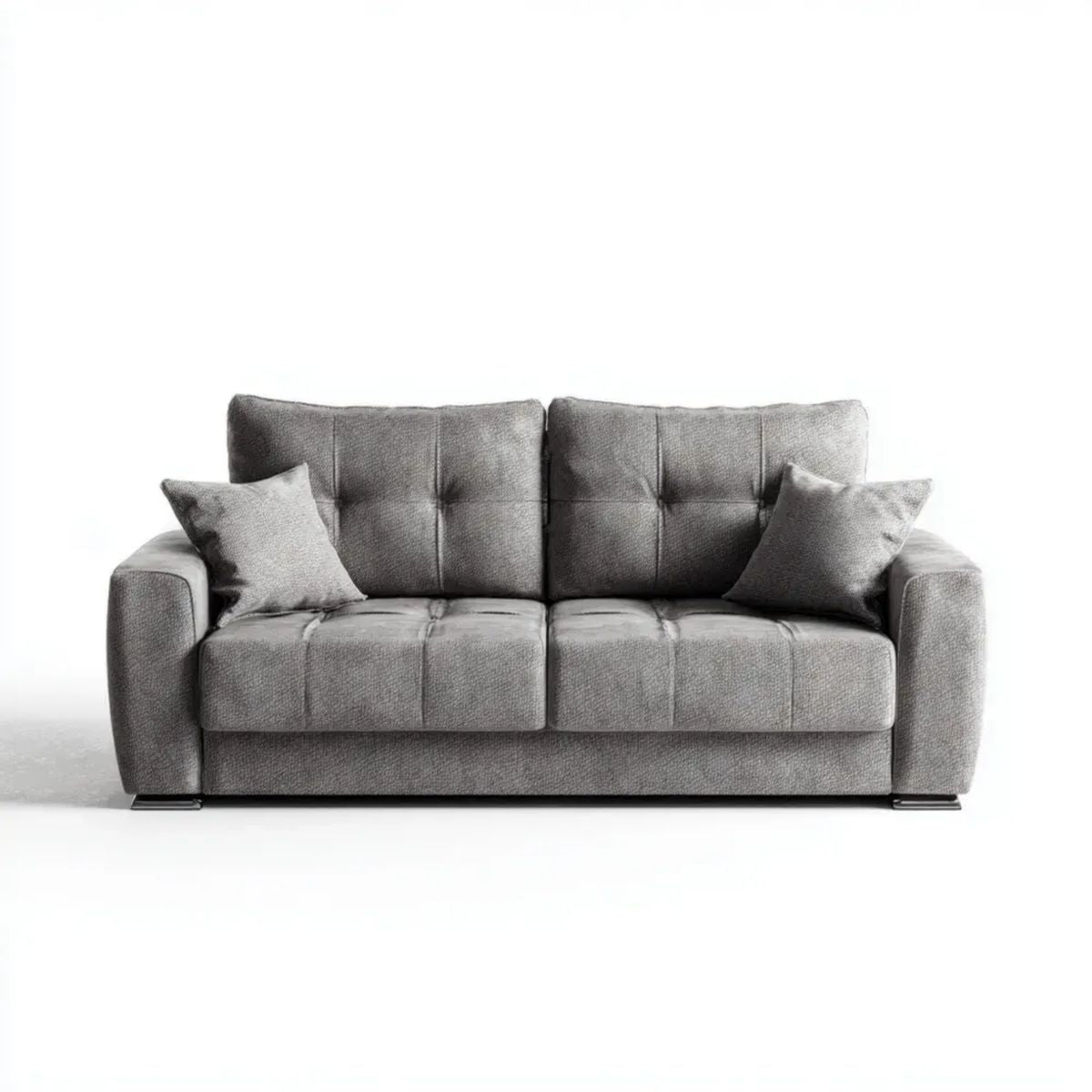 Dwuosobowa sofa z poliestru, szara/czarna, 190 × 90 × 85 cm