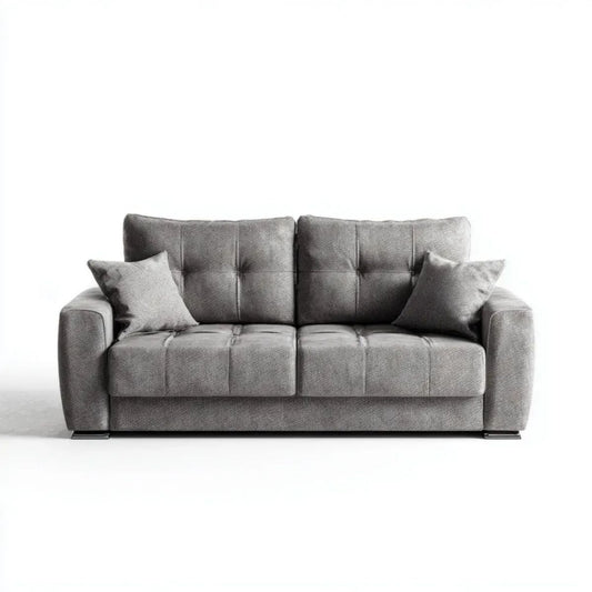 Dwuosobowa sofa z poliestru, szara/czarna, 190 × 90 × 85 cm